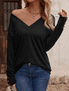 V-Neck Long Sleeve Top Women's T-Shirts - Tophatter Daily Deals