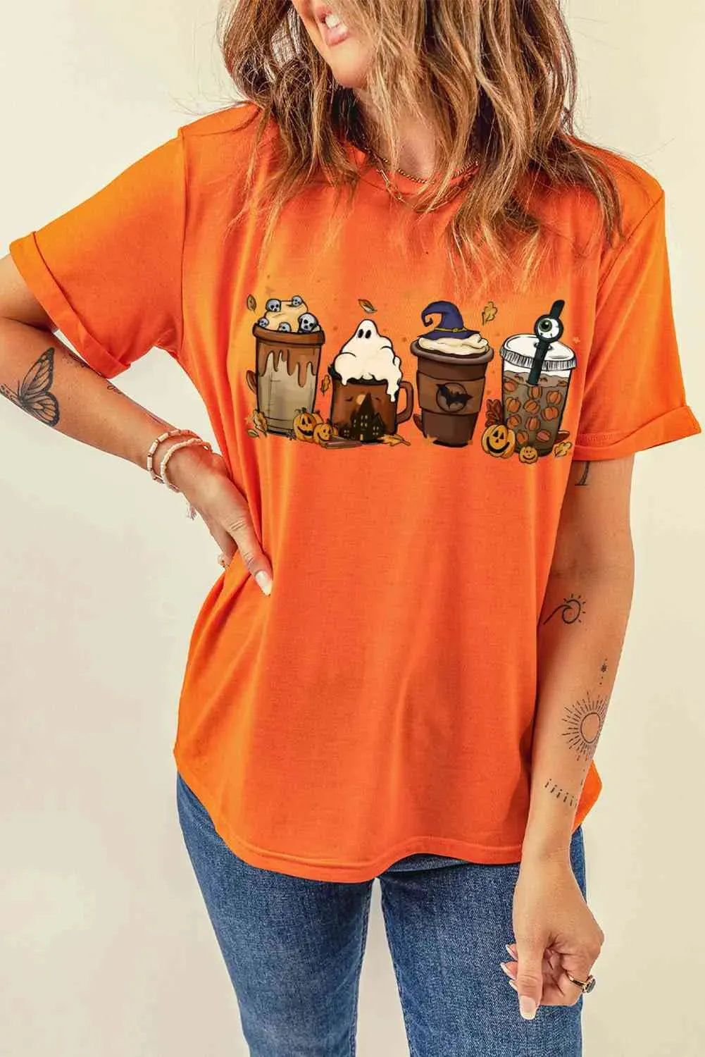 Graphic Round Neck T-Shirt Women's T-Shirts - Tophatter Daily Deals