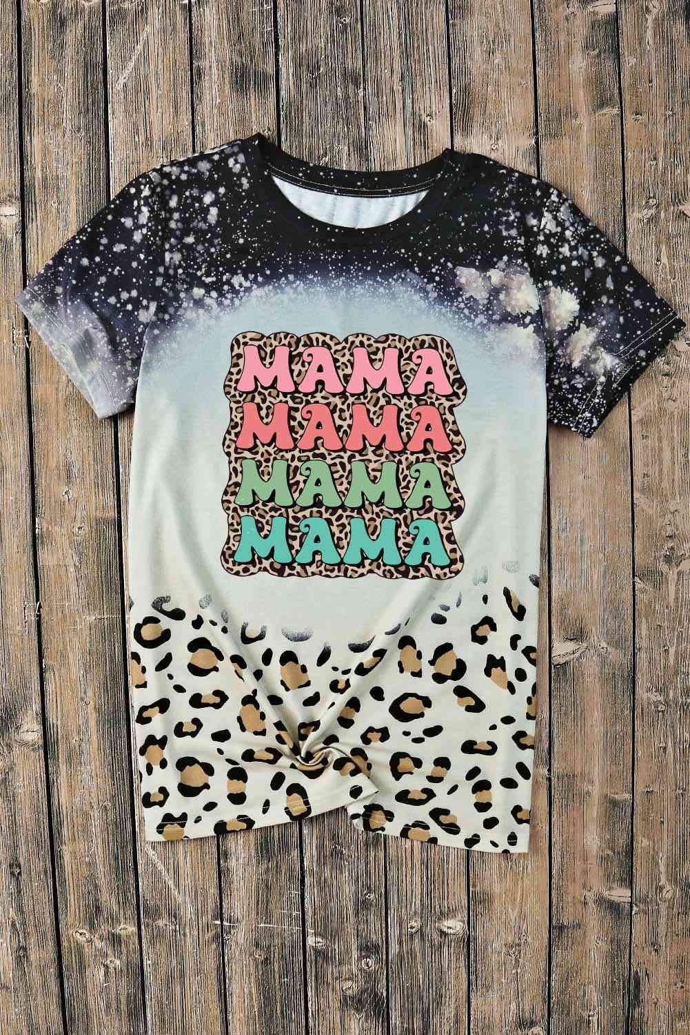 Printed MAMA Graphic Round Neck Tee Women's T-Shirts - Tophatter Daily Deals