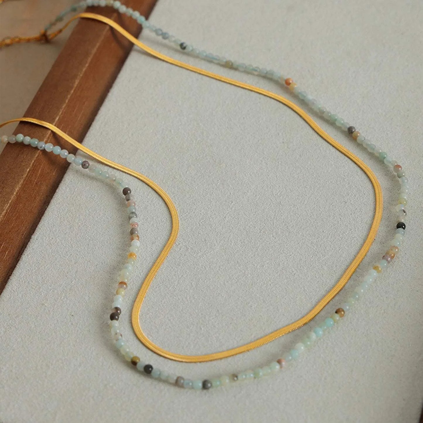 Beaded Titanium Steel Double-Layered Necklace Necklaces - Tophatter Daily Deals