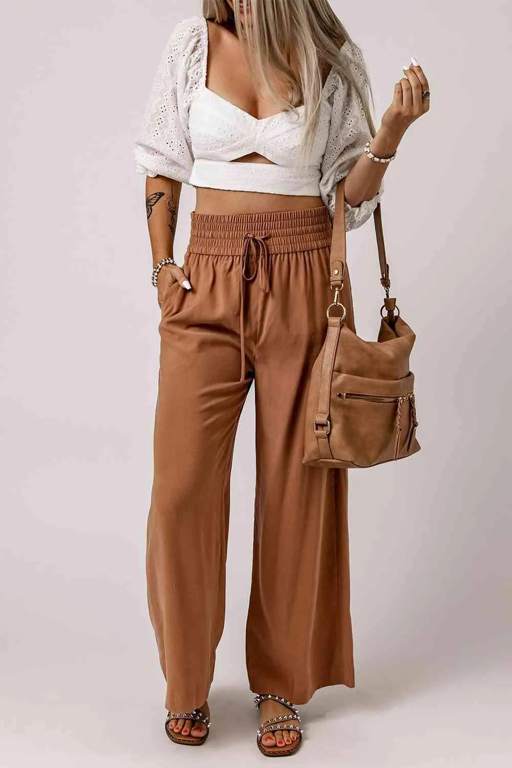 Eyelet Sweetheart Neck Cutout Crop Top Blouses - Tophatter Daily Deals