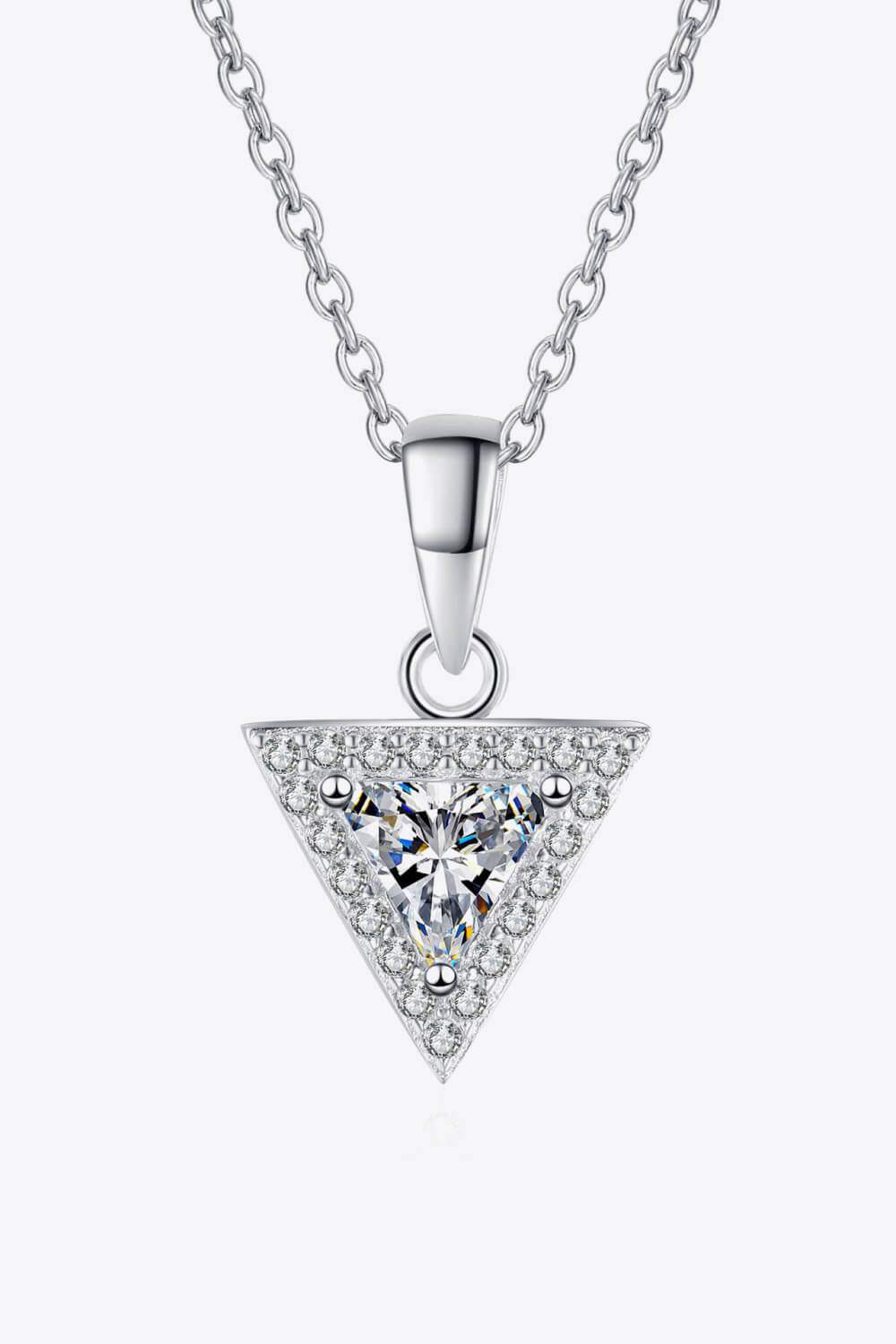 925 Sterling Silver Triangle Moissanite Pendant Necklace Moissanite - Tophatter Daily Deals