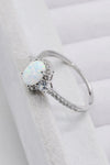 925 Sterling Silver Platinum-Plated Opal Ring Opal - Tophatter Daily Deals