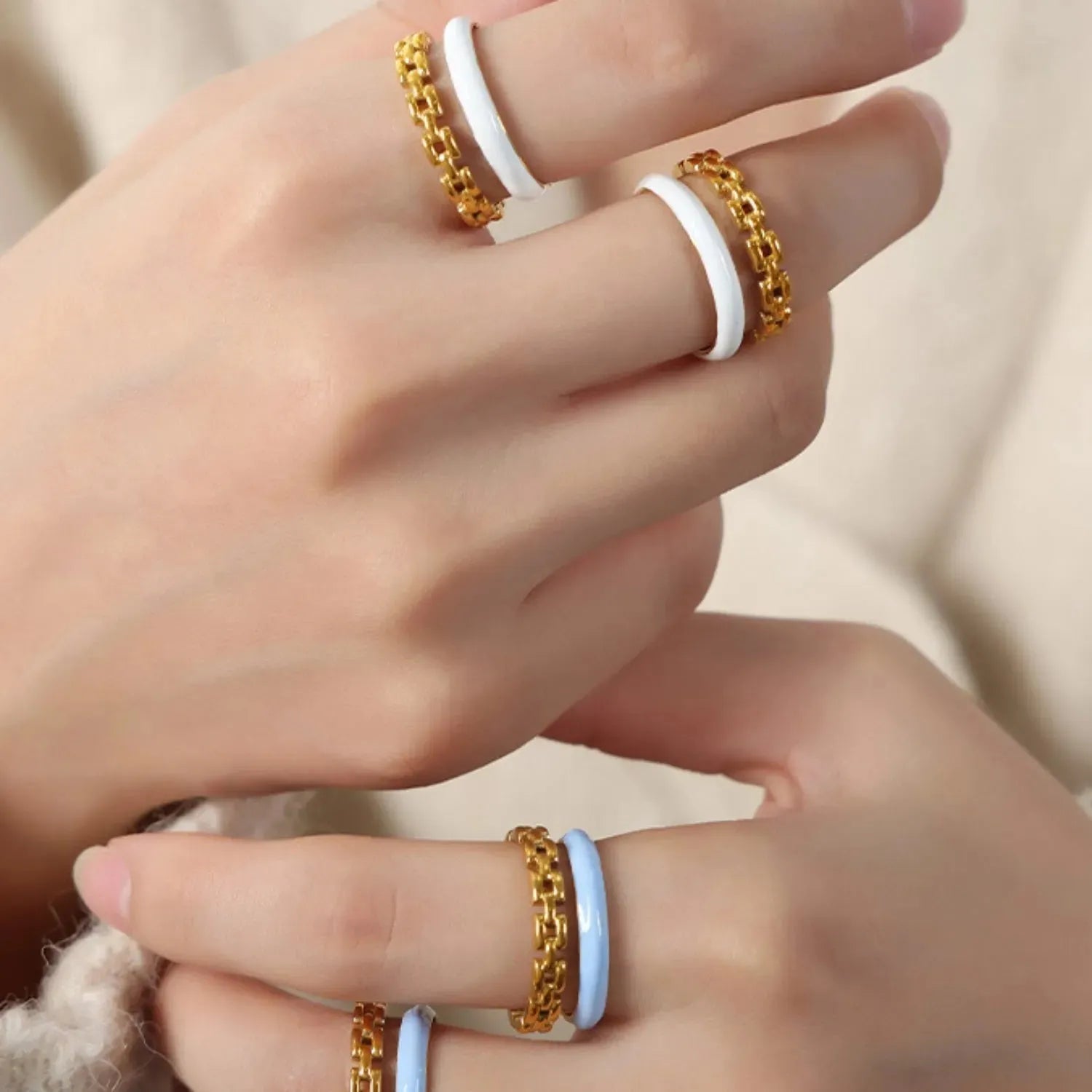 Enamel 18K Gold-Plated Open Ring Rings - Tophatter Daily Deals