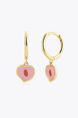 925 Sterling Silver Heart Drop Huggie Earrings Earrings - Tophatter Daily Deals