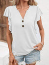 Notched Cap Sleeve T-Shirt White Women's T-Shirts - Tophatter Daily Deals