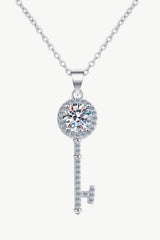 Adored Moissanite Key Pendant Necklace Silver One Size Moissanite - Tophatter Daily Deals