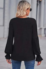 Round Neck Flounce Sleeve Blouse Blouses - Tophatter Daily Deals