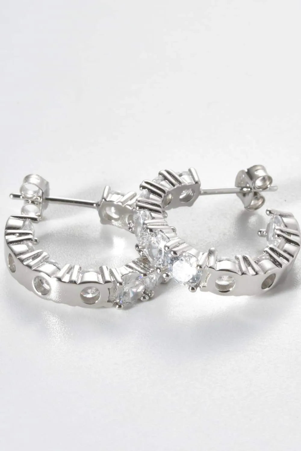 Inlaid Zircon C-Hoop Earrings Earrings - Tophatter Daily Deals