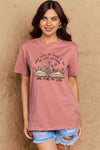 Simply Love Full Size Book & Flower Graphic Cotton Tee Women's T-Shirts - Tophatter Daily Deals