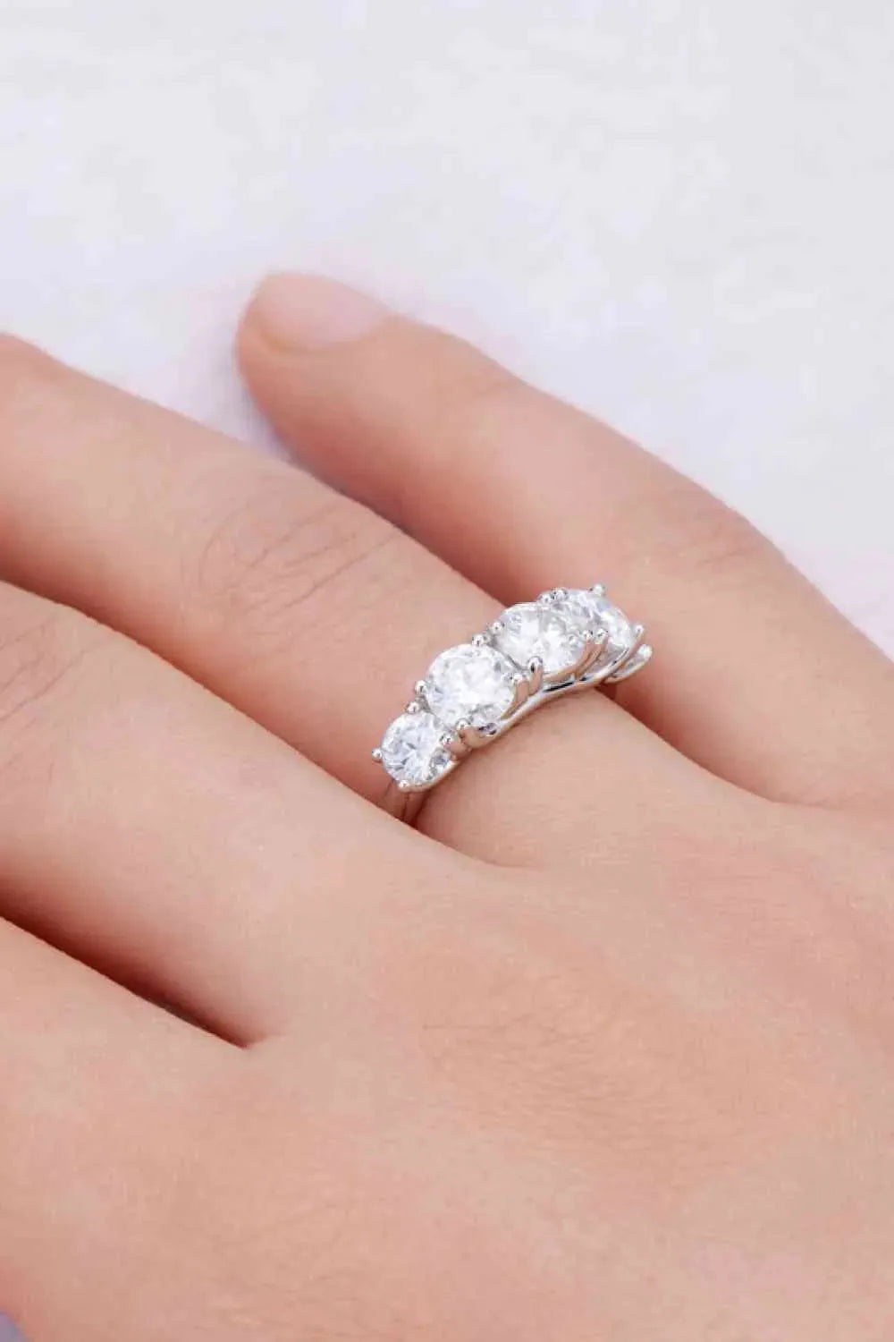 1 Carat Moissanite 925 Sterling Silver Half-Eternity Ring Moissanite - Tophatter Daily Deals