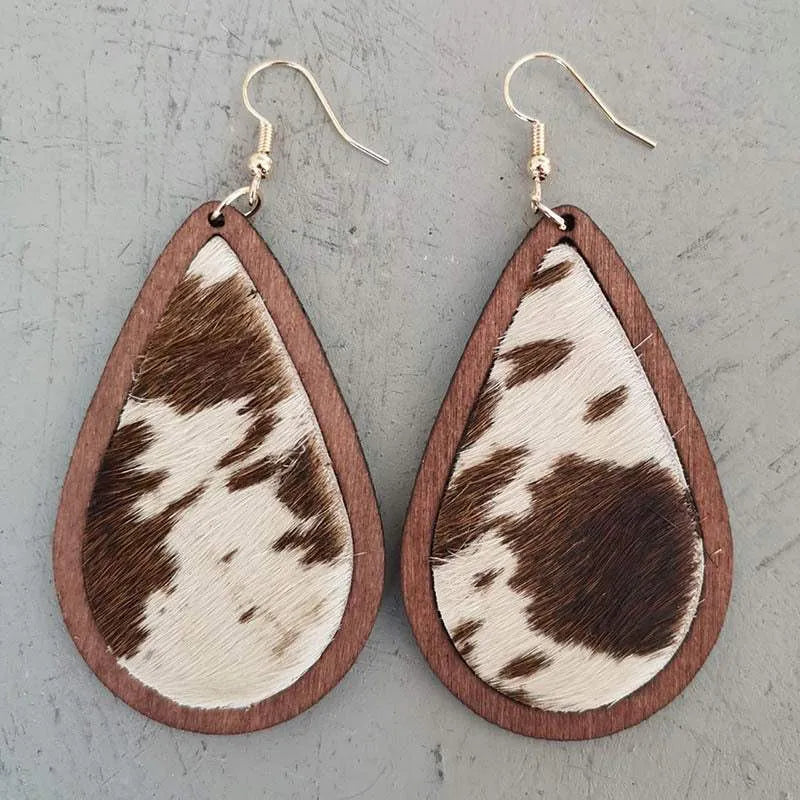 Teardrop Shape Wooden Dangle Earrings Style H One Size Earrings - Tophatter Daily Deals