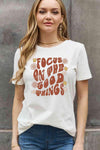 Simply Love Full Size FOCUS ON THE GOOD THINGS Graphic Cotton Tee Bleach Women's T-Shirts - Tophatter Daily Deals