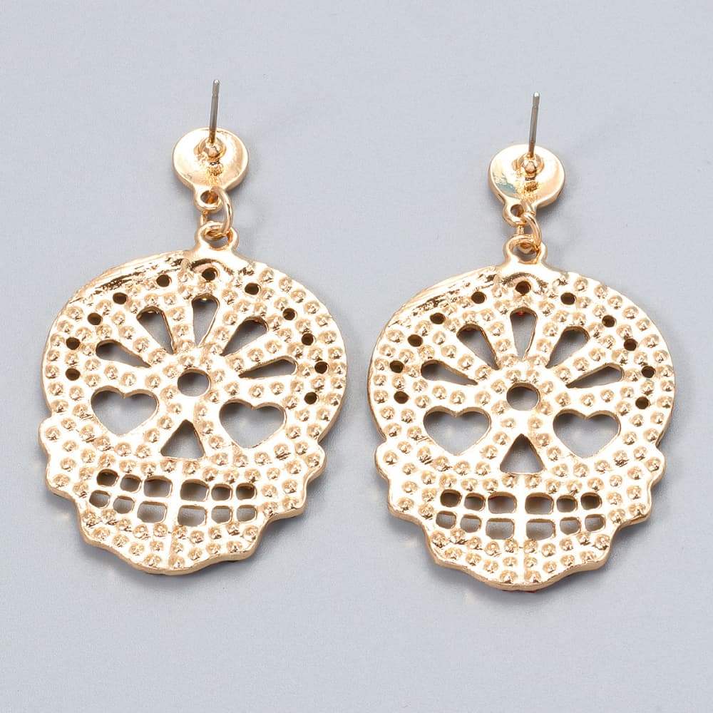 Skull Rhinestone Alloy Earrings Earrings - Tophatter Daily Deals