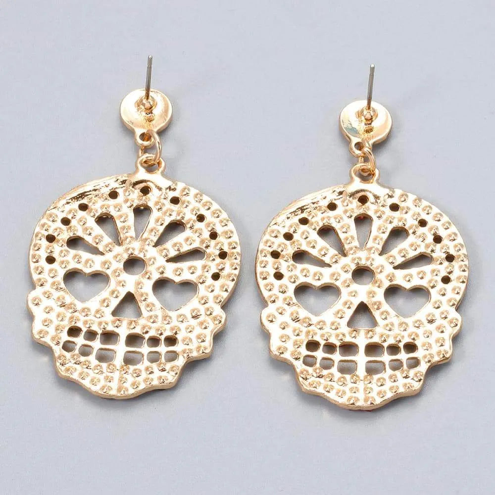 Skull Rhinestone Alloy Earrings Earrings - Tophatter Daily Deals
