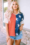 Star and Stripe V-Neck Top Multicolor Blouses - Tophatter Daily Deals