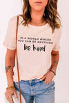 Slogan Graphic Cuffed Tee Peach Women's T-Shirts - Tophatter Daily Deals