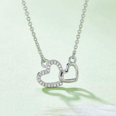 Moissanite 925 Sterling Silver Heart Necklace Silver One Size Moissanite - Tophatter Daily Deals