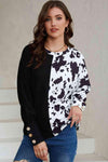 Animal Print Round Neck Top Women's T-Shirts - Tophatter Daily Deals