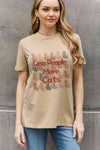 Simply Love Full Size LESS PEOPLE MORE CATS Graphic Cotton Tee Taupe Women's T-Shirts - Tophatter Daily Deals