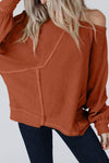 Seam-Detail Long Sleeve Blouse Ochre Blouses - Tophatter Daily Deals