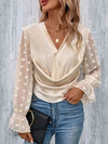 Swiss Dot Flounce Sleeve Blouse Cream Blouses - Tophatter Daily Deals