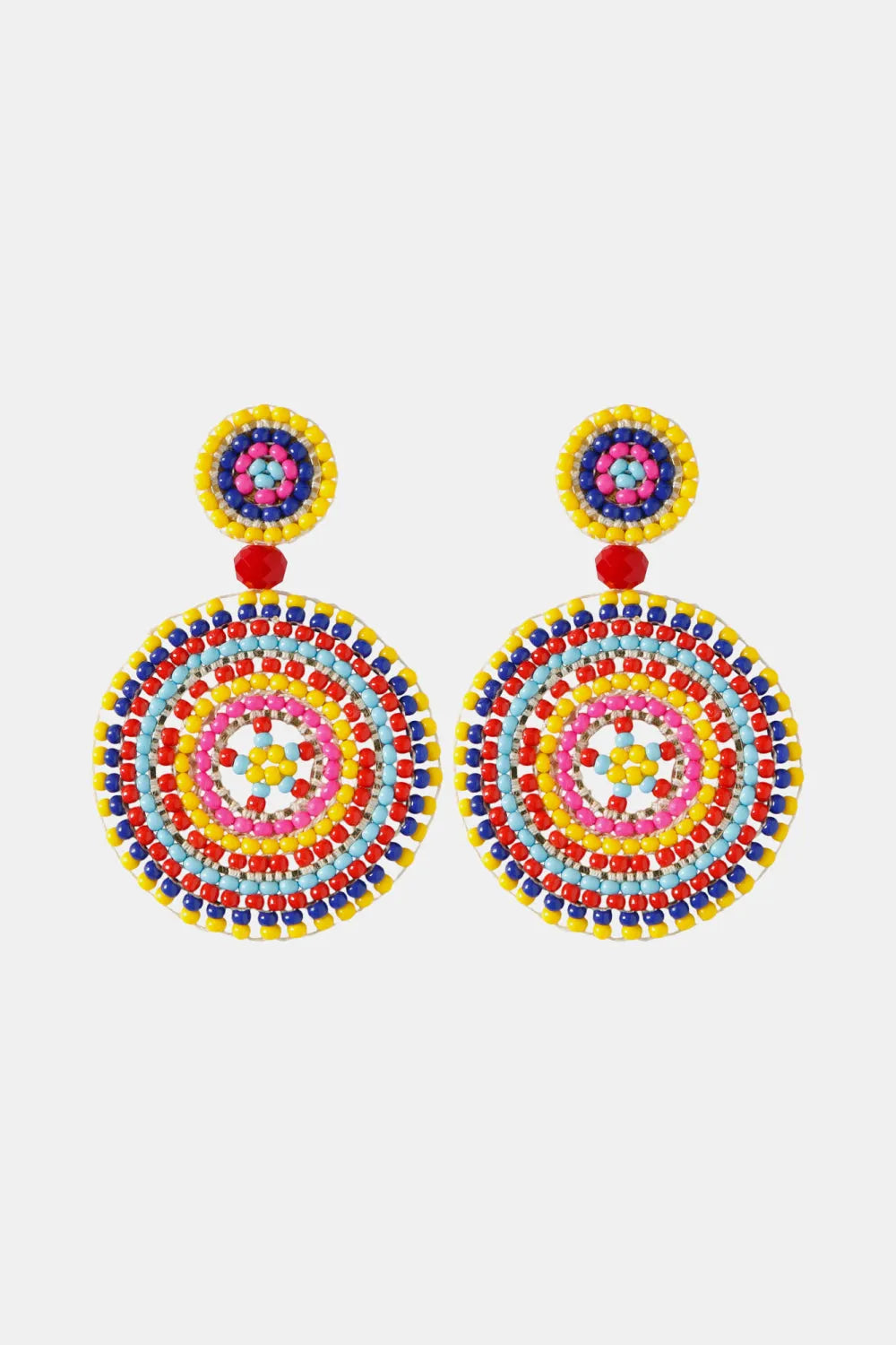 Beaded Boho Style Round Shape Dangle Earrings Multicolor One Size Earrings - Tophatter Daily Deals