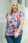 Plus Size Floral Smocked Flutter Sleeve Blouse Blouses - Tophatter Daily Deals