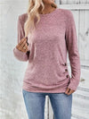 Round Neck Long Sleeve T-Shirt Light Mauve Women's T-Shirts - Tophatter Daily Deals