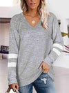 V-Neck Raglan Sleeve T-Shirt Light Gray Women's T-Shirts - Tophatter Daily Deals