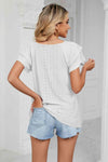 Eyelet Layered Flutter Sleeve V-Neck Knit Top Blouses - Tophatter Daily Deals