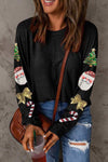 Christmas Element Sequin Round Neck T-Shirt Black Women's T-Shirts - Tophatter Daily Deals