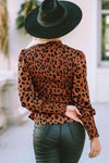 Leopard Smocked Peplum Top Blouses - Tophatter Daily Deals