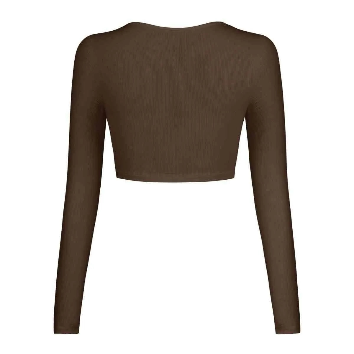 Double Take Button Down Long Sleeve Cropped Top Blouses - Tophatter Daily Deals