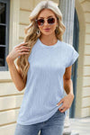 Round Neck Cap Sleeve T-Shirt Women's T-Shirts - Tophatter Daily Deals