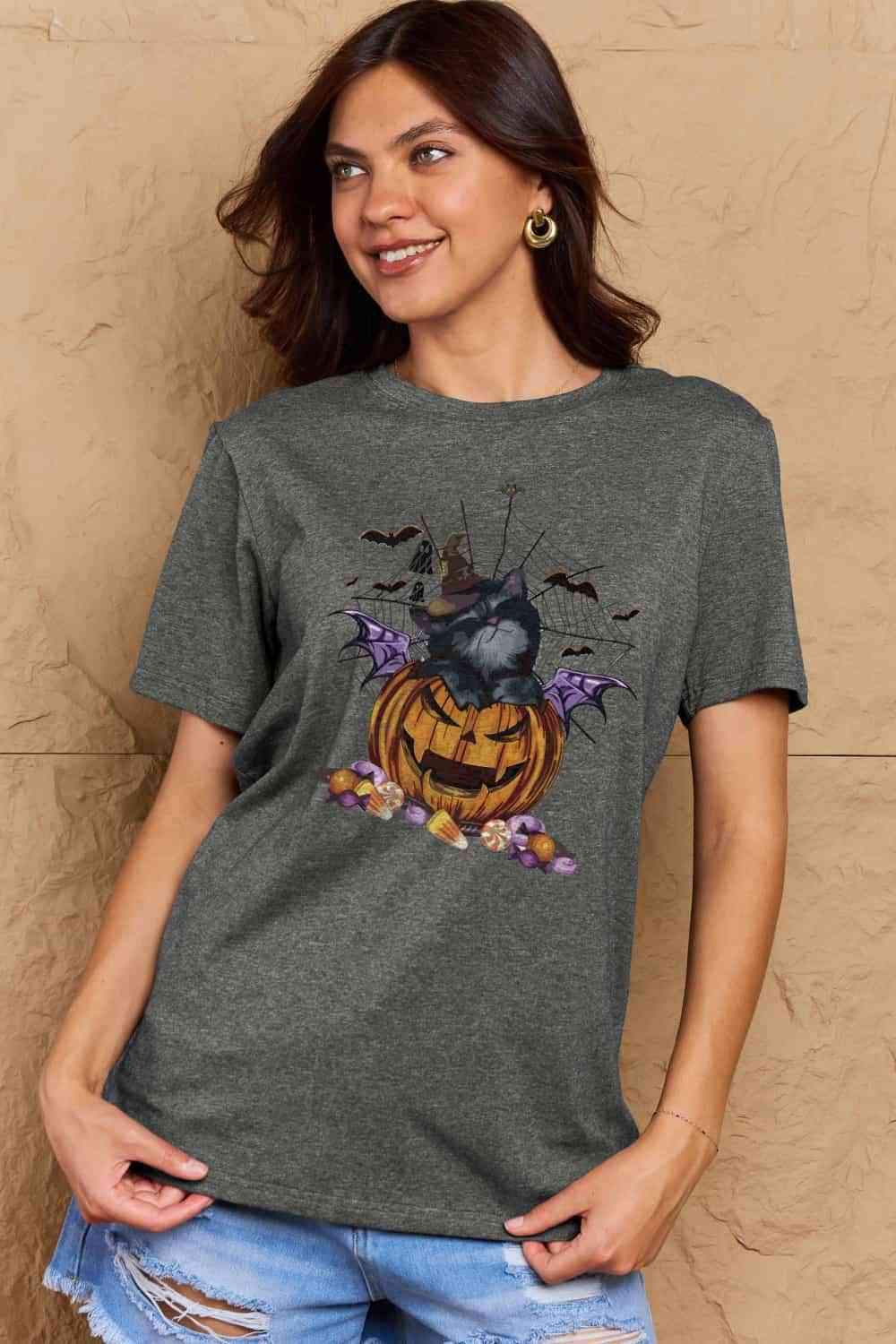 Simply Love Full Size Jack-O'-Lantern Graphic T-Shirt Women's T-Shirts - Tophatter Daily Deals