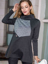 Two-Tone Funnel Neck Long Sleeve Top - Tophatter Deals