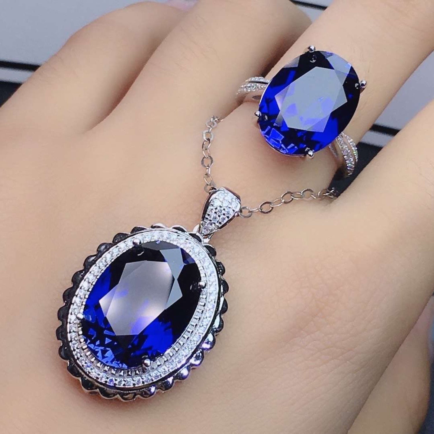 Platinum-Plated Artificial Gemstone Ring - Tophatter Deals