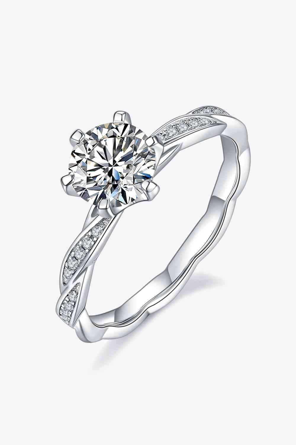 1 Carat Moissanite 925 Sterling Silver Ring Silver Moissanite - Tophatter Daily Deals