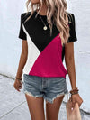 Color Block T-Shirt Deep Rose Women's T-Shirts - Tophatter Daily Deals