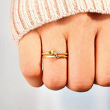 18K Gold-Plated 925 Sterling Silver Double-Layered Ring Gold Rings - Tophatter Daily Deals