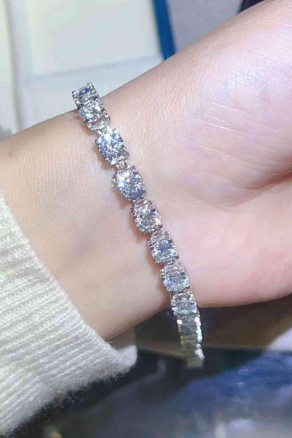 10 Carat Moissanite Platinum-Plated Bracelet Silver One Size Moissanite - Tophatter Daily Deals