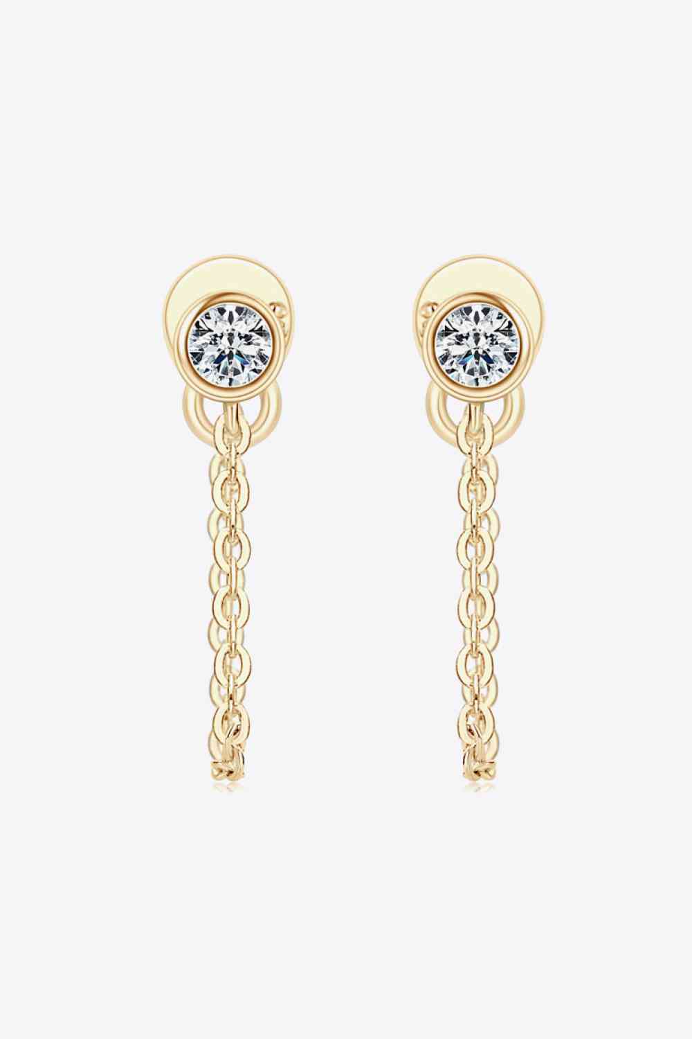 Inlaid Moissanite Chain Earrings Gold One Size Moissanite - Tophatter Daily Deals