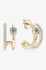 Moissanite 925 Sterling Silver C-Hoop Earrings Gold One Size Moissanite - Tophatter Daily Deals