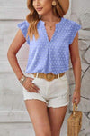 Swiss Dot Ruffled Cap Sleeve T-Shirt Women's T-Shirts - Tophatter Daily Deals