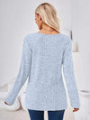 Ribbed Buttoned Round Neck Slit T-Shirt Women's T-Shirts - Tophatter Daily Deals