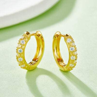 Moissanite 925 Sterling Silver Huggie Earrings Gold One Size Moissanite - Tophatter Daily Deals