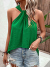 Ruched Grecian Sleeveless Blouse Mid Green Blouses - Tophatter Daily Deals