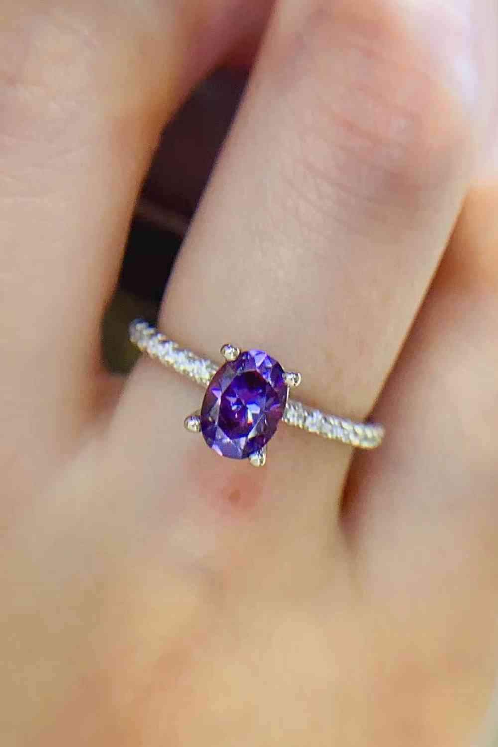 1 Carat Purple Moissanite 4-Prong Ring Moissanite - Tophatter Daily Deals