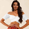 Off-Shoulder Flounce Sleeve Tie Back Top White Blouses - Tophatter Daily Deals